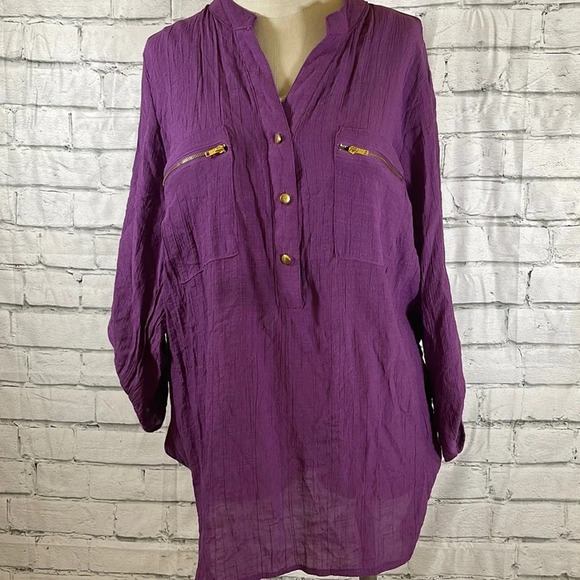 Women’s purple Unique Spectrum long tunic top 2X - Picture 1 of 6